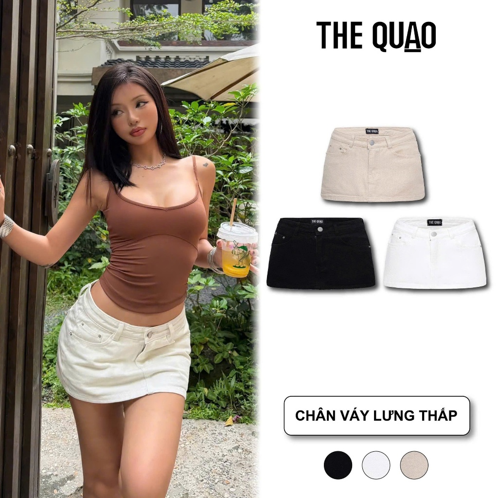 THE QUẠO - Chân Váy Lưng Thấp Màu Trắng Dáng Ôm Nhẹ Có Quần Trong N0601_739