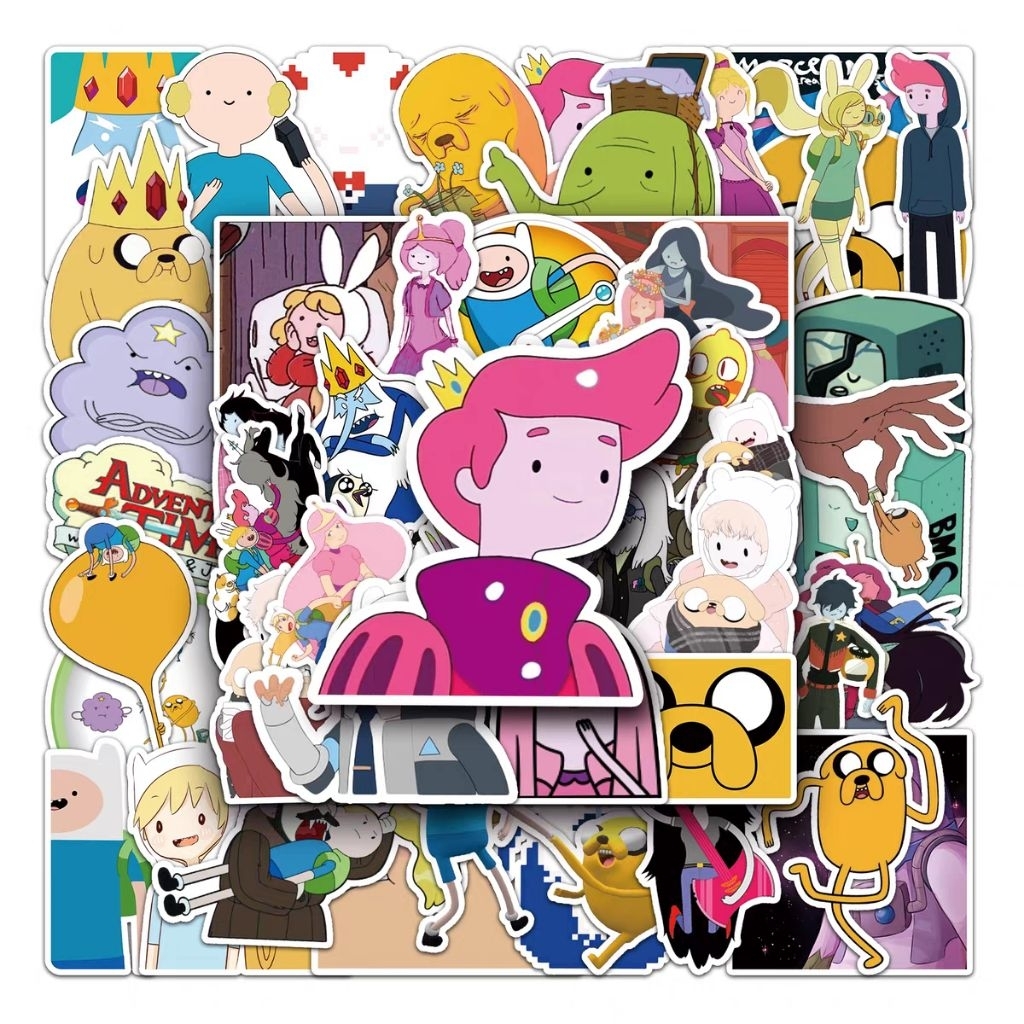 Set 10 50 sticker hoạt hình Adventure time Cuộc phiêu lưu của Finn và Jake dán nón mũ bảo hiểm lapto
