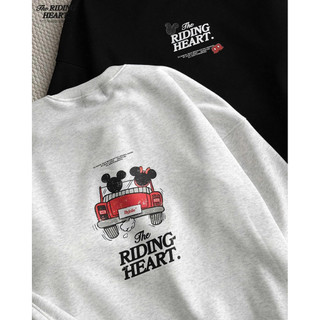 Áo sweater unisex The riding heart Mickey & Mini nỉ lót lông mịn cao cấp By Jolie
