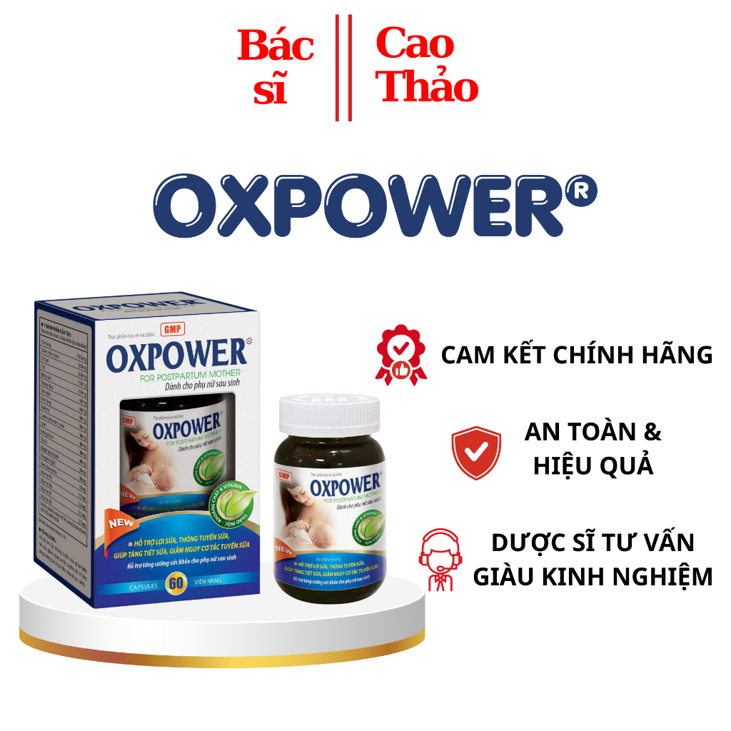 Lợi Sữa Oxpower - Tăng Chất và Lượng Sữa Mẹ Hộp 60 Viên
