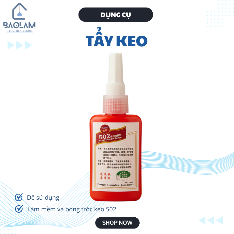 Nước Tẩy Keo 502 100ml - Dung Dịch Tẩy Sạch Vết Keo Trên Nhựa, Gỗ, Nhôm