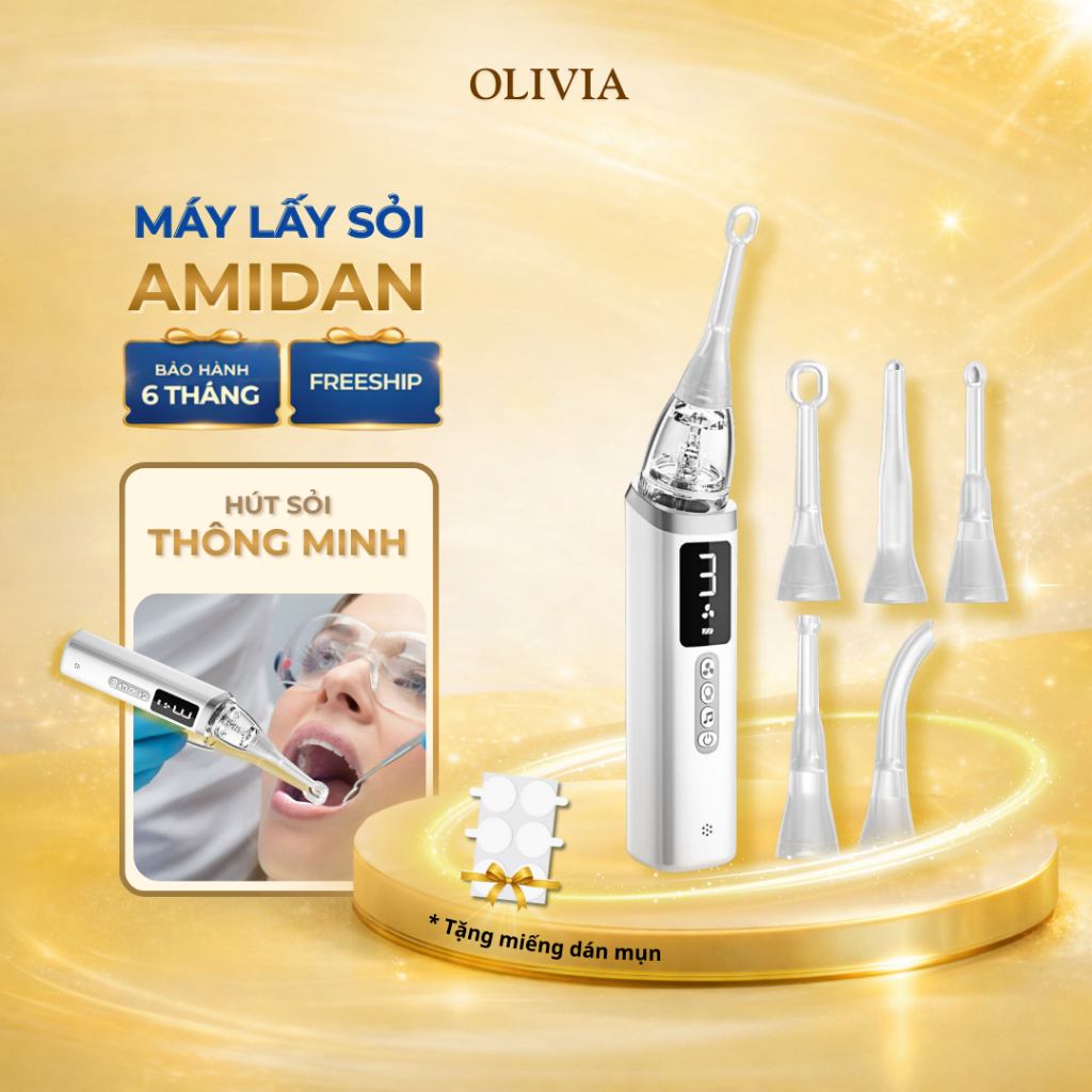 [BẢO HÀNH 6 THÁNG 1:1] Máy hút sỏi amidan 5 đầu cải thiện mùi hôi miệng có đèn LED CSSD124 Olivia