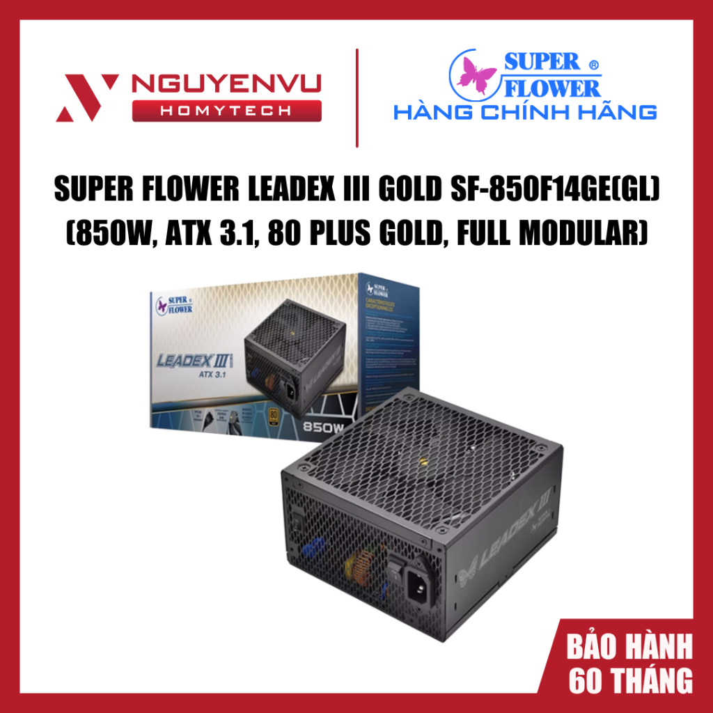 [Full VAT] Nguồn máy tính Super Flower Leadex III Gold 850W - 80 Plus Gold - SF-850F14GE(GL) - Chính