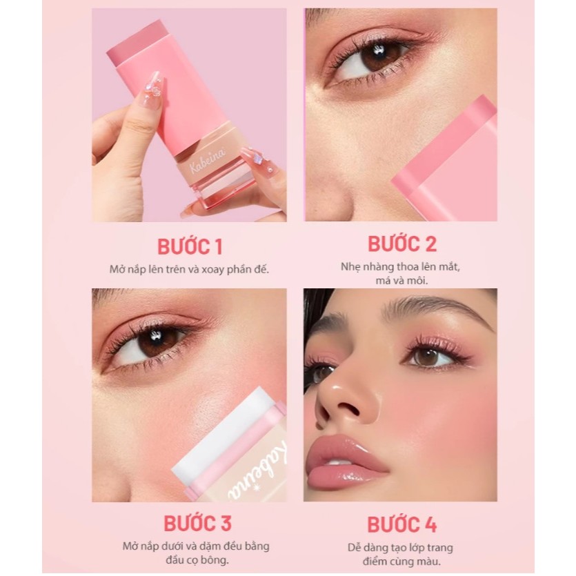 Phấn má hồng 3 IN1 tặng 2 mặt nạ (Kabeina CHÍNH HÃNG) 🌸Pink V01,🍑 Cam Đào Baby V02,🌷 Red V03