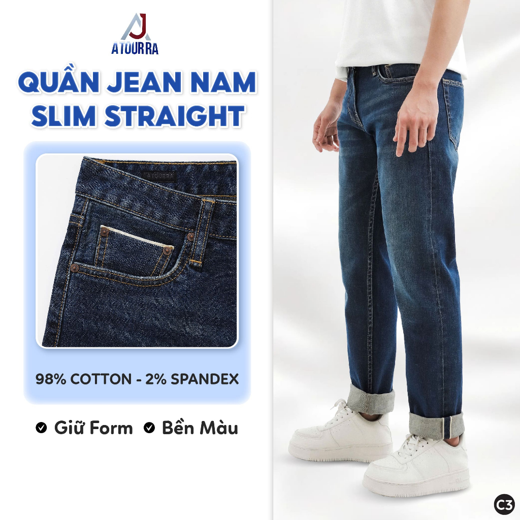 C3 - Quần Jeans Nam Form Slim Suông Nhẹ ATOURRA DENIM | Vải Selvedge Nhật Bản 14oz