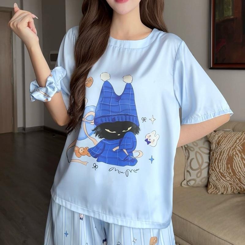 S2602 LAMIA Bộ Lụa Latin TAY NGẮN - QUẦN DÀI Họa Tiết Xinh Xắn | BigBuy360 - bigbuy360.vn