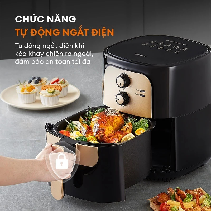 [Top value] Nồi chiên không dầu GAABOR 6.5 lít AF65M-BK01A dung tích lớn, công suất mạnh 1400W nồi c