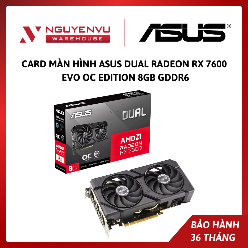 [COMBO] Card Màn Hình ASUS Dual Radeon RX 7600 EVO OC Edition 8GB GDDR6 (DUAL-RX7600-O8G-EVO) - Hàng