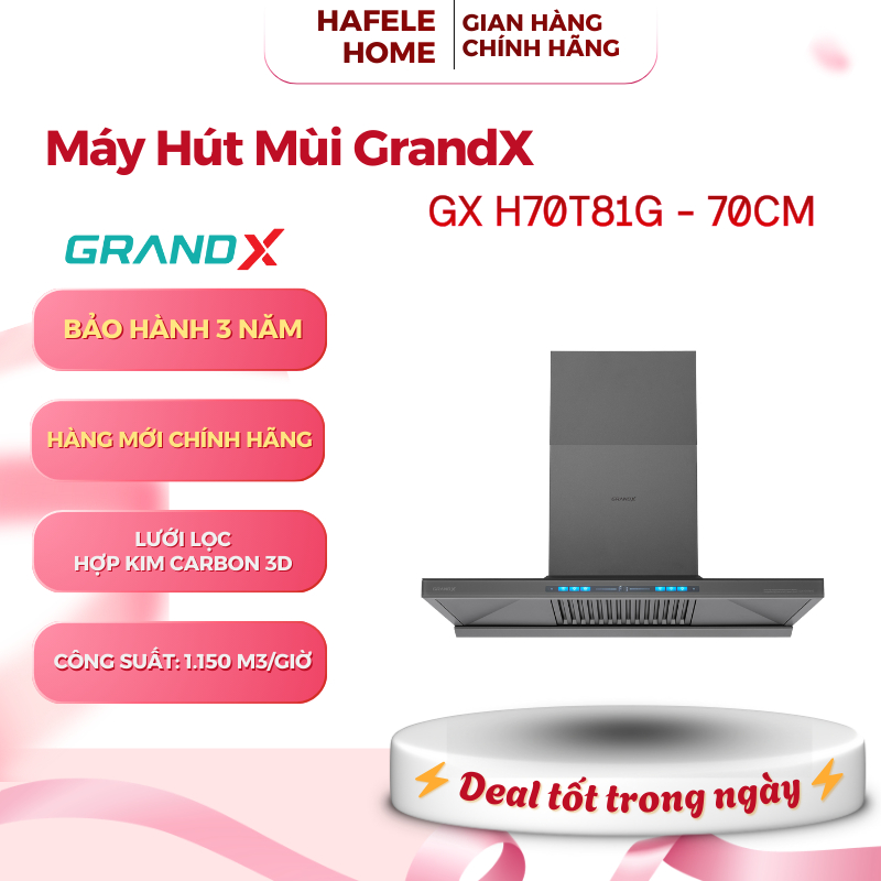 Máy Hút Mùi Áp Tường GrandX GX H90T81G Premium 90cm – Động Cơ BLDC – Công Suất 1150M³/H – EEH