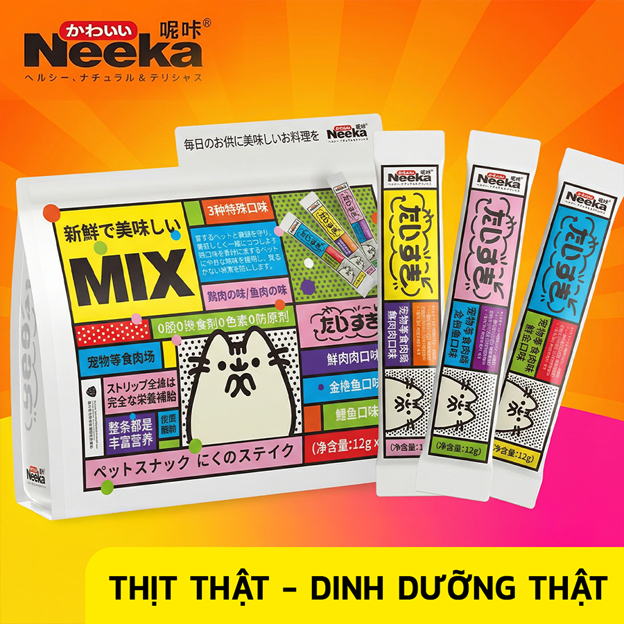 [Hỏa Tốc] Combo 300 Thanh (Date Mới) Súp Thưởng Neeka 12g Cho Mèo 3 Vị Giá rẻ, Kích Thích Ăn Ngon