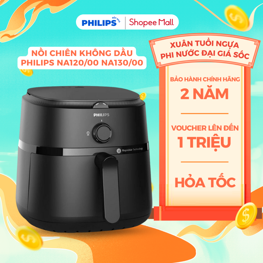 Nồi Chiên Không Dầu PHILIPS NA130 NA120 (4.2L - 6.2L) Núm Vặn Điều Chỉnh - Hàng Chính Hãng