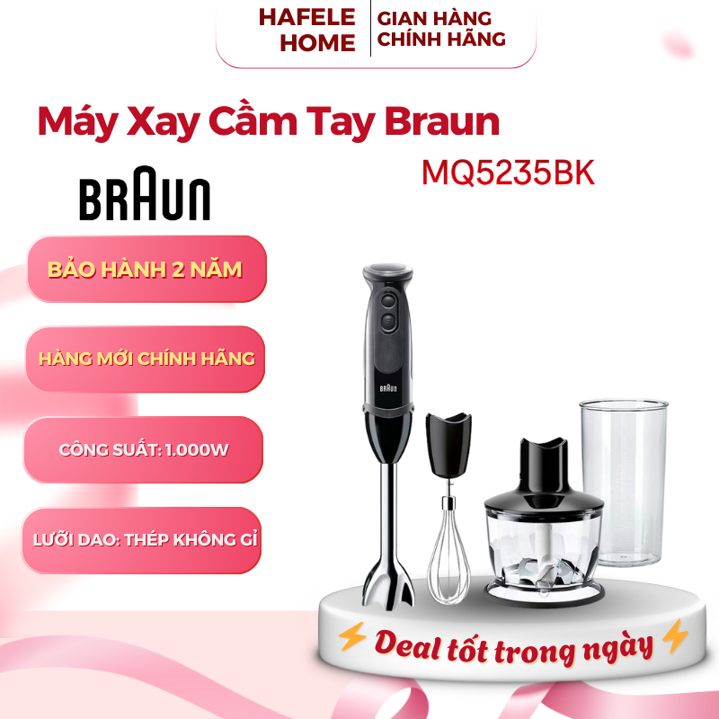 Máy Xay Tay Cầm Tay Braun MQ5235BK – 21 Tốc Độ Điều Chỉnh Linh Hoạt – Cối Xay Thịt 500ml – EEH