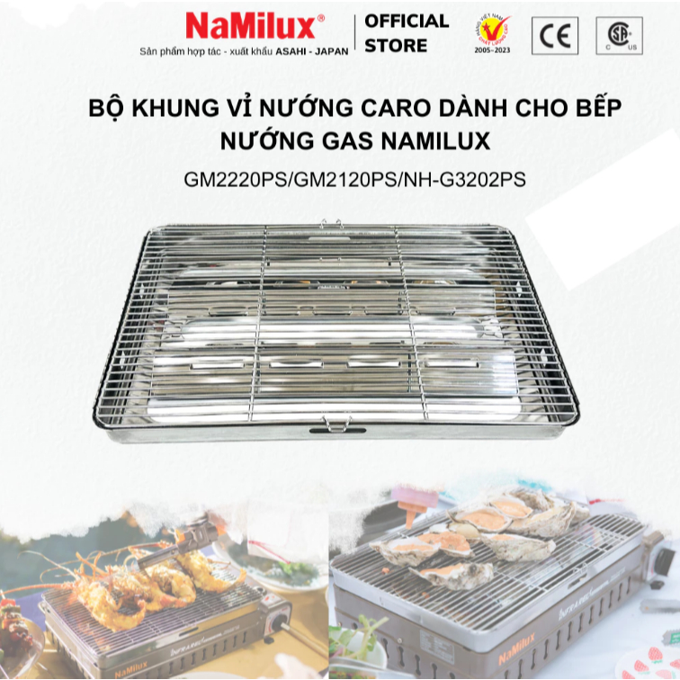 Bộ khung vỉ nướng Inox Dùng Cho Các Loại Bếp Nướng NaMilux GM2120PS/GM2520PS/GM2220PS/GM3053P [ PHỤ 