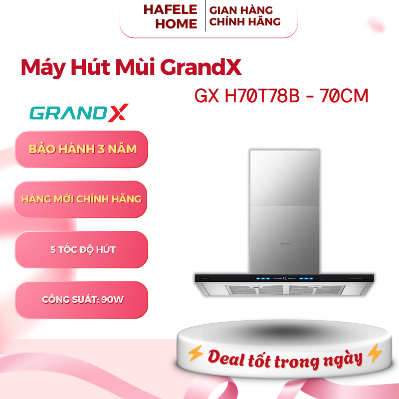 Máy Hút Mùi Áp Tường GrandX GX H70T78B – Vận Hành Siêu Êm Với Động Cơ Inverter BLDC - EEH