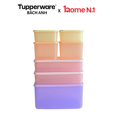 Bộ 7 hộp trữ mát Tupperware Cubix Square và Rectangle  - Bảo hành trọn đời - Nhựa nguyên sinh PP số 5
