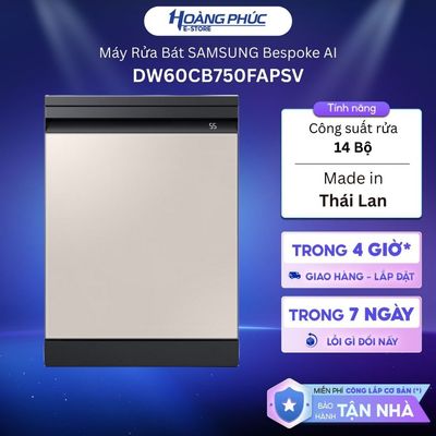 DW60CB750FAPSV | Máy Rửa Bát SAMSUNG Bespoke AI với Rửa Xoáy Kép Water Jet Clean™, 14 Bộ F-DW60CB750S24