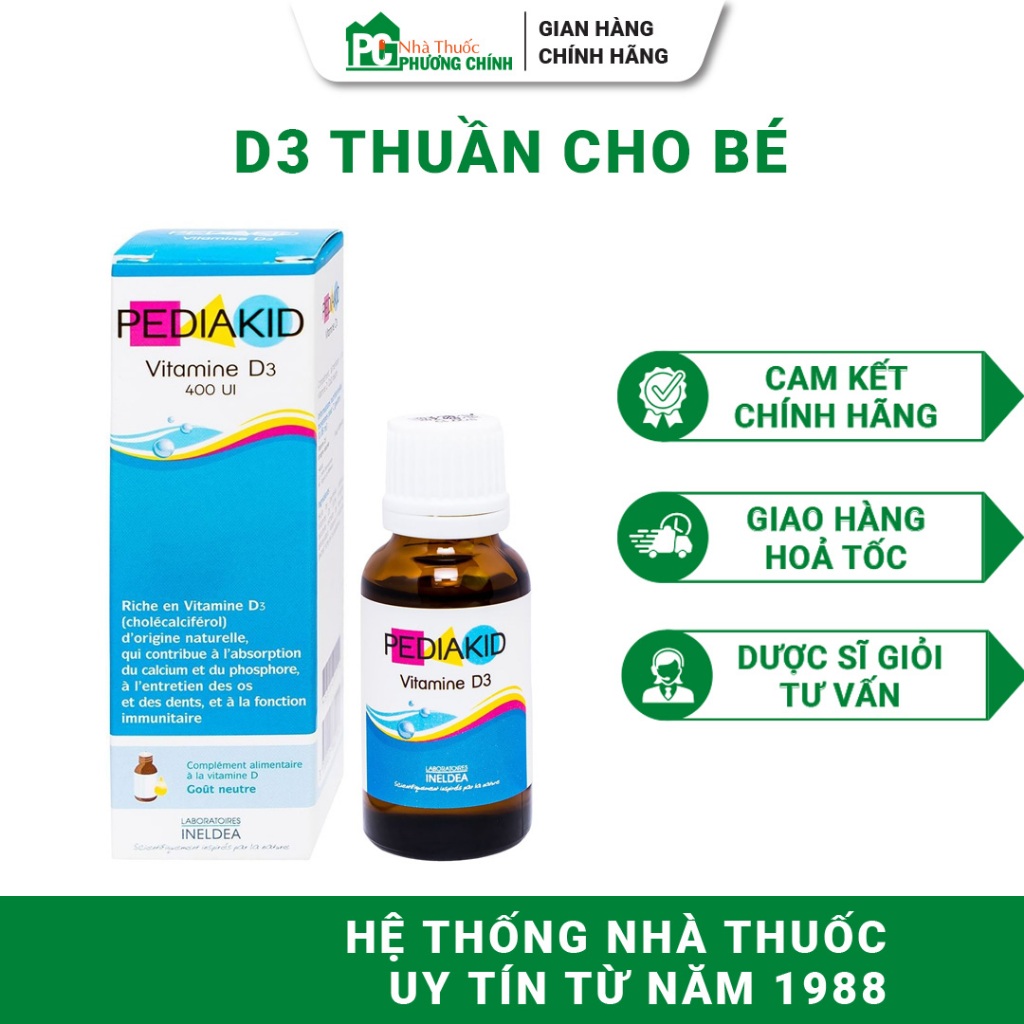 Vitamin D3 Thuần Cho Trẻ Sơ Sinh Pediakid Vitamin D3 - Giúp Xương Răng Chắc Khoẻ 20ml