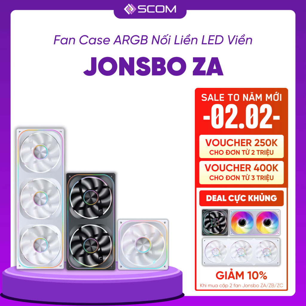 Quạt Tản Nhiệt Fan PC Jonsbo ZA-120 ZA-240 ZA-360 Nối Liền 120 240 360 LED ARGB Sync Main Sync Hub