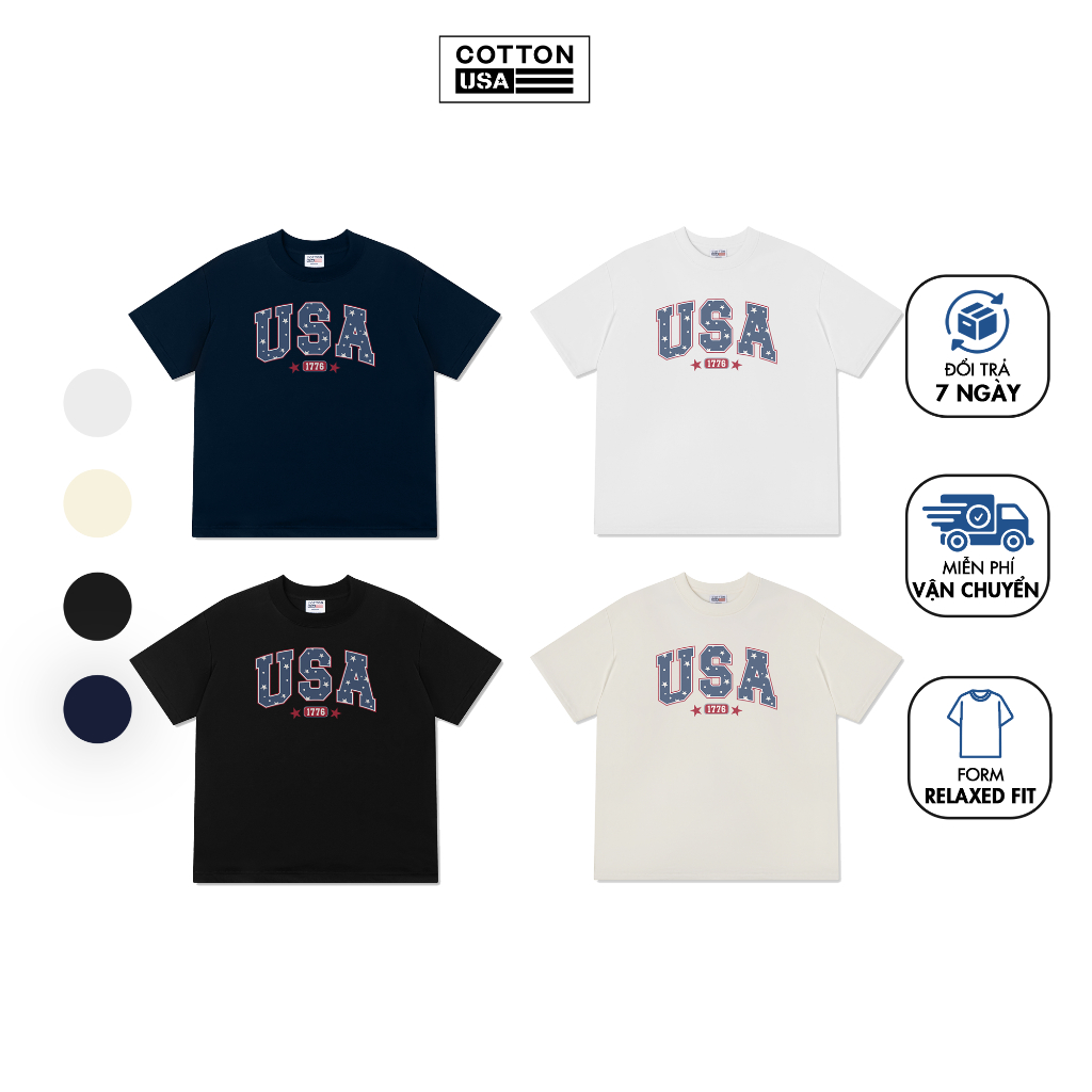Áo Thun Relaxed Fit Cotton USA Vietnam Âu Mỹ "Retro Star" - MH1422MH