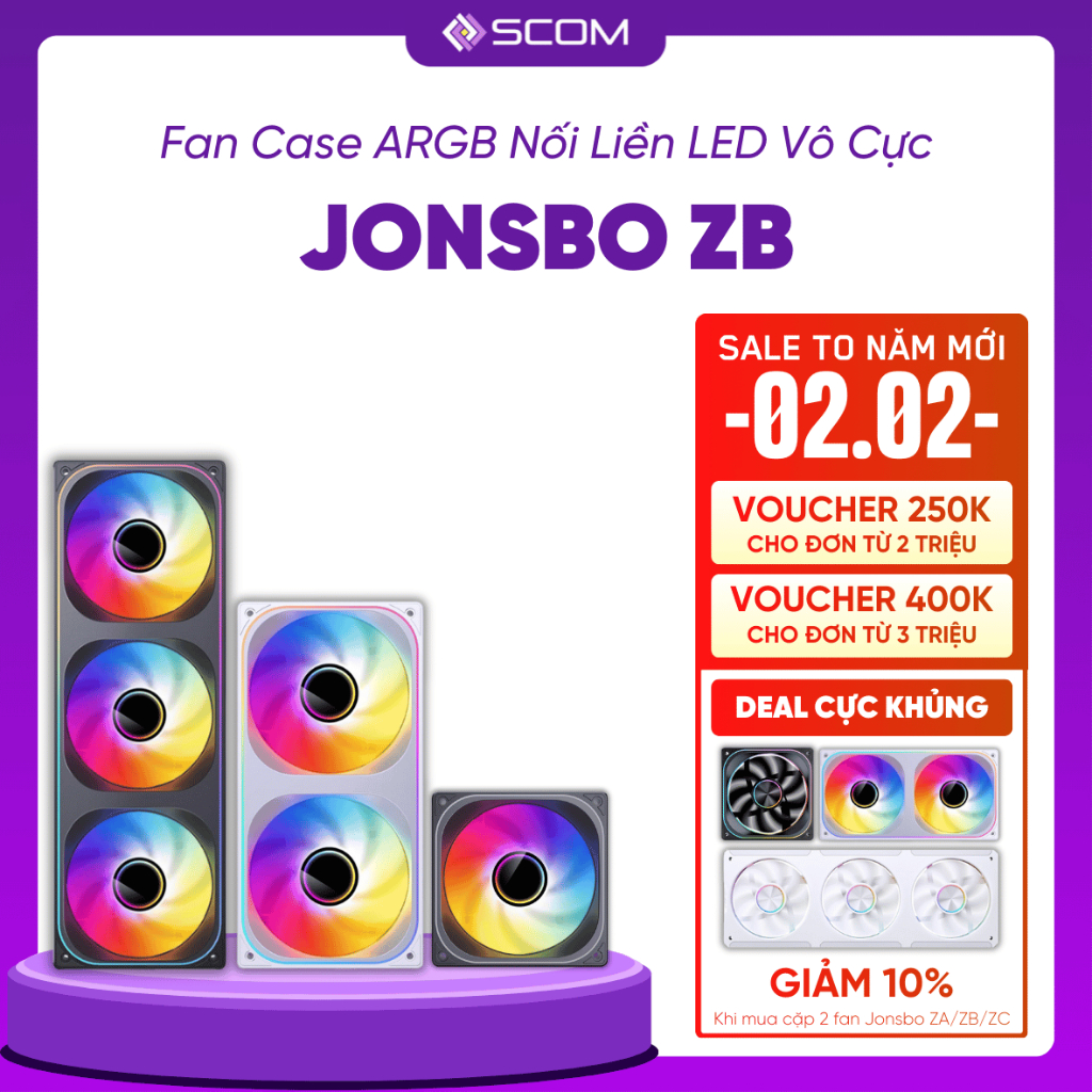 Quạt Tản Nhiệt Fan PC Jonsbo ZB-120 ZB-240 ZB-360 Nối Liền 120 240 360 LED ARGB Sync Main Sync Hub
