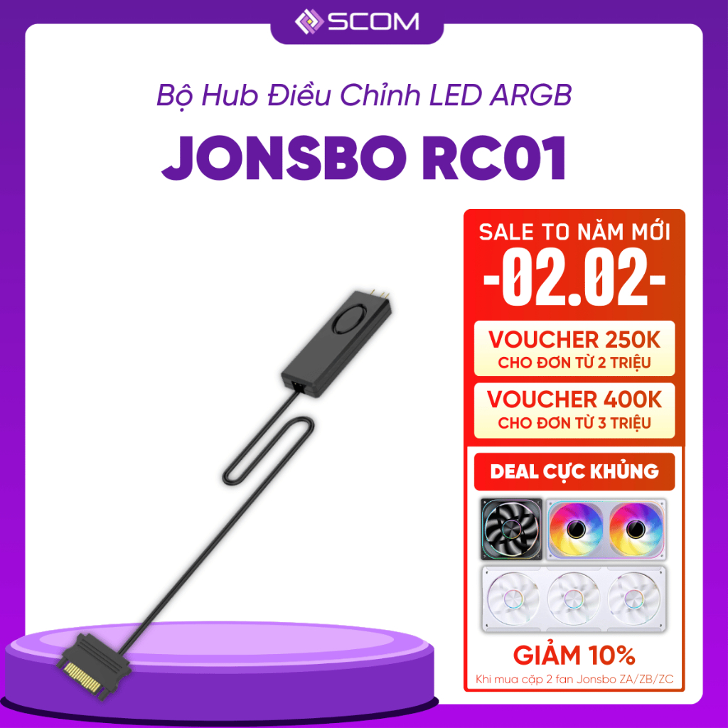 Bộ điều khiển ARGB 5V Jonsbo RC01 Controller LED 5V 3 Pin, Điều Khiển Đèn led RGB Cho PC