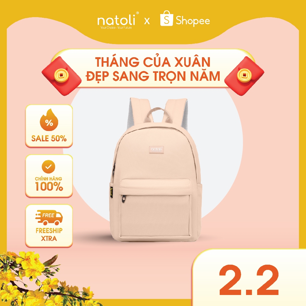 Balo đi học nữ cute NATOLI nhiều ngăn chống nước cao cấp - Basic Backpack B2