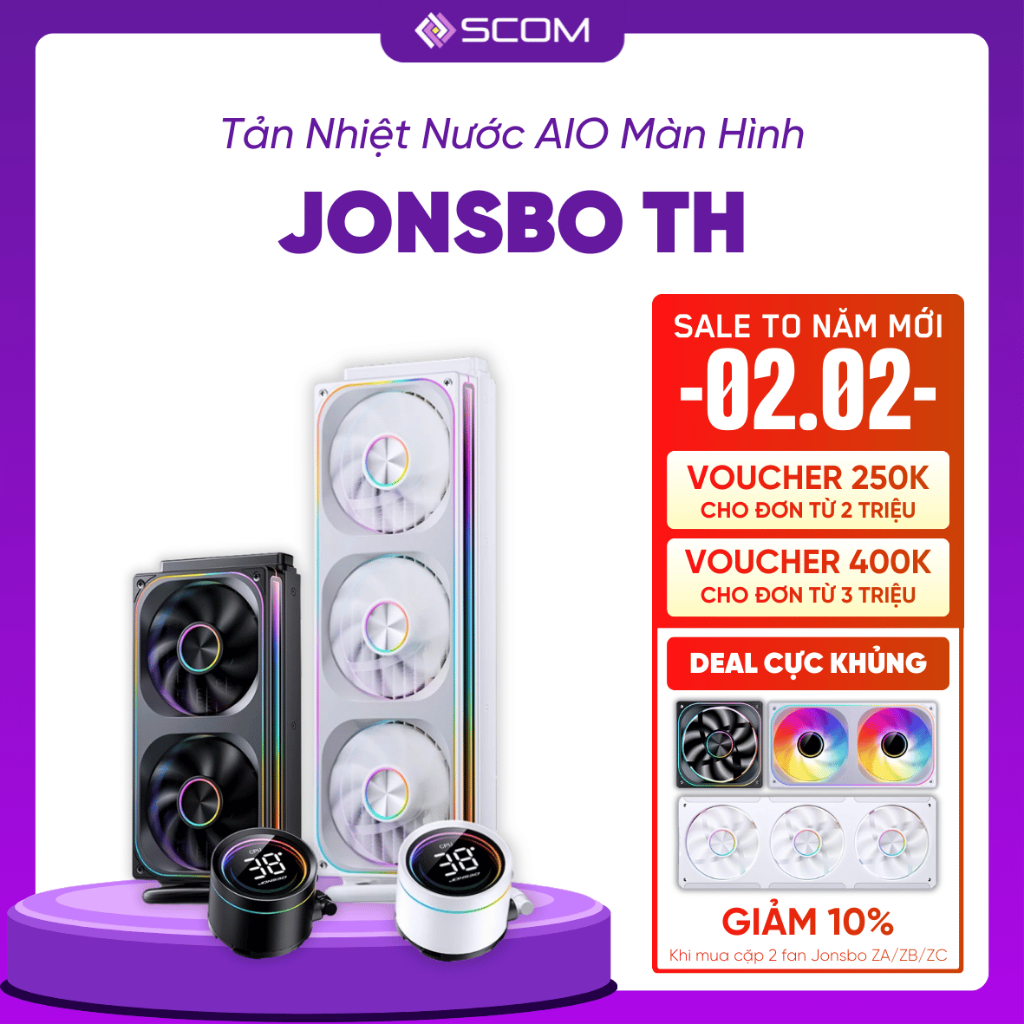 Tản Nhiệt Nước AIO CPU Jonsbo TH-240 TH-360 Màn Hình LED ARGB 240 360 Sync Main Sync Hub