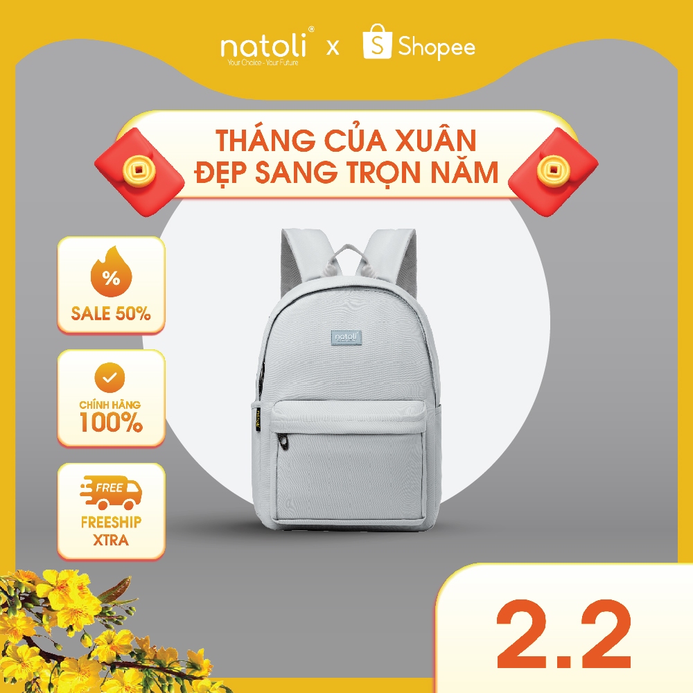 Balo nam nữ đi học chống nước thương hiệu NATOLI nhiều ngăn kháng nước tốt - Basic Backpack B2