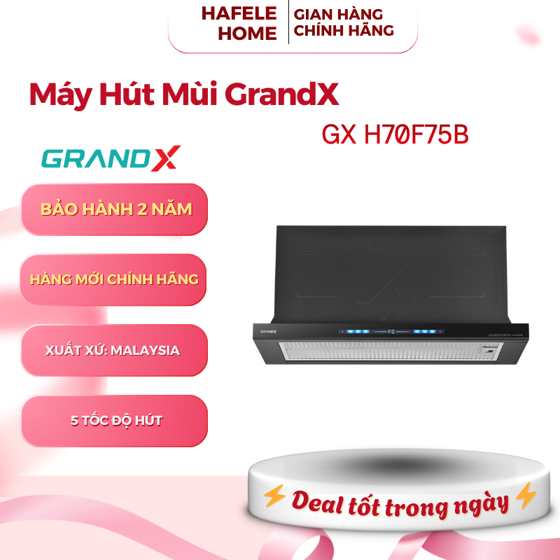 Máy Hút Mùi Âm Tủ Tự Động Mở Optima GrandX GX H70F75B – Màu Đen – 70cm – Động Cơ BLDC 90W – EEH