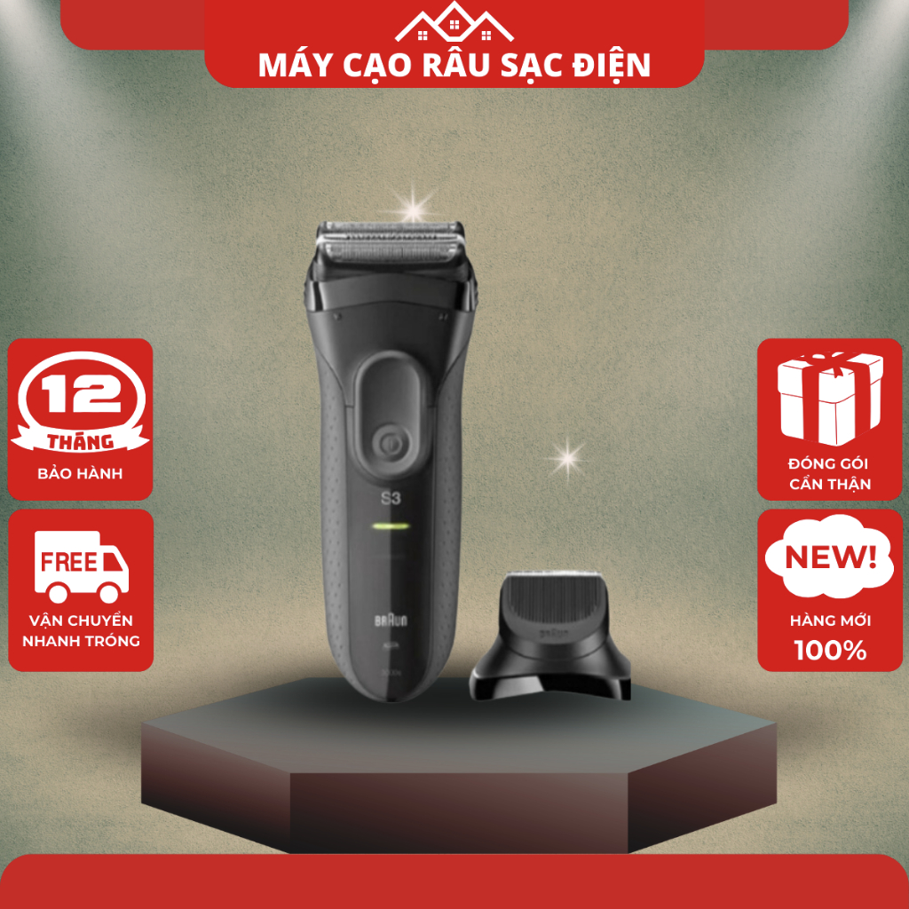 Máy cạo râu chính hãng BRAUN Series 3 S3000BT đa chức năng 2 trong 1 (tặng kèm hộp đựng máy) -JMI SH