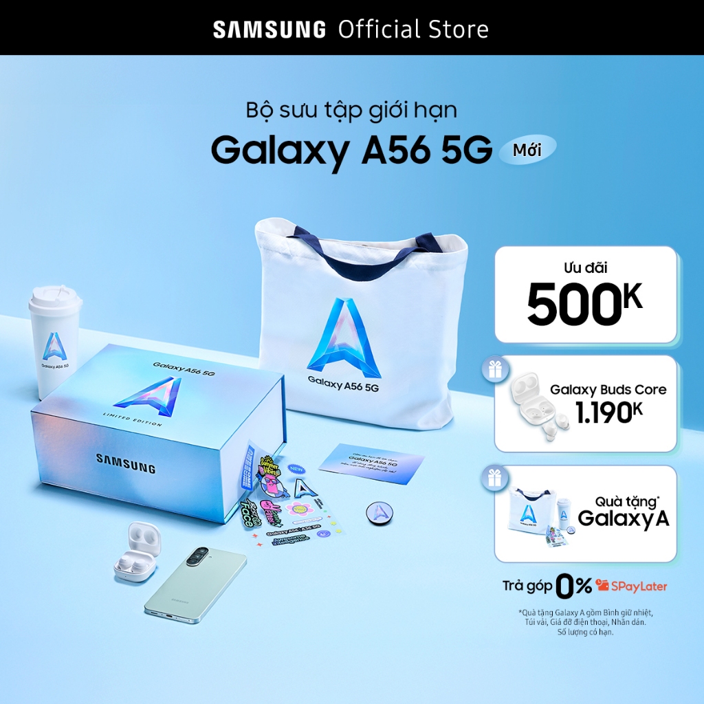 Combo Độc Quyền: ĐIện Thoại Samsung Galaxy A56 128GB + Tai nghe Samsung Galaxy Buds Core (Trắng)
