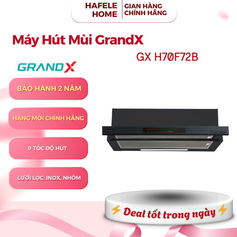 Máy Hút Mùi Âm Tủ GrandX GX H70F72B – 9 Tốc Độ – Lưới Lọc Inox – Ánh Sáng LED Tiết Kiệm – EEH