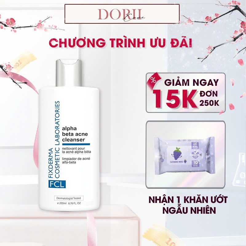 Fixderma Sữa Rửa Mặt Giảm Mụn Cho Da Nhờn FCL Alpha-Beta Acne Cleanser 200ml