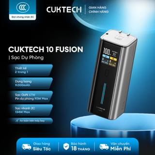 Củ Sạc GaN CUKTECH 10 FUSION 2 Trong 1 | Sạc GaN 67W & Pin dự phòng 90W Max | Dung Lượng 9.000mAh | Bảo Hành 18 Tháng