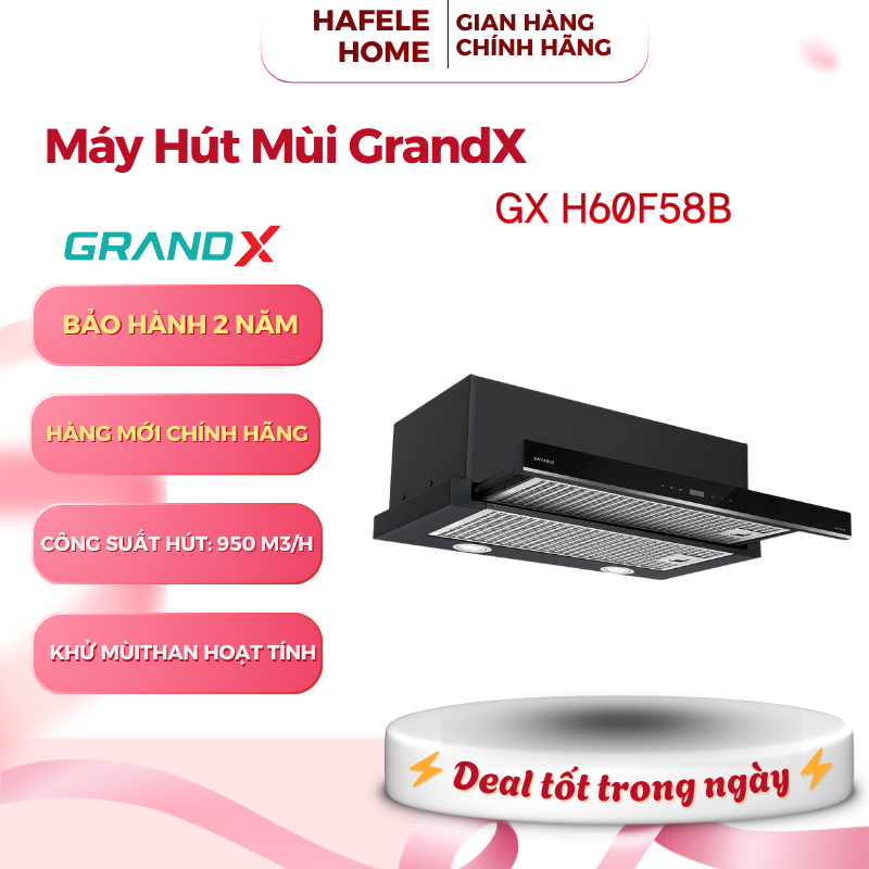 Máy Hút Mùi Âm Tủ GrandX GX H60F58B – Công Suất Hút 950 M³/Giờ – Hệ Thống Hút Xả – EEH