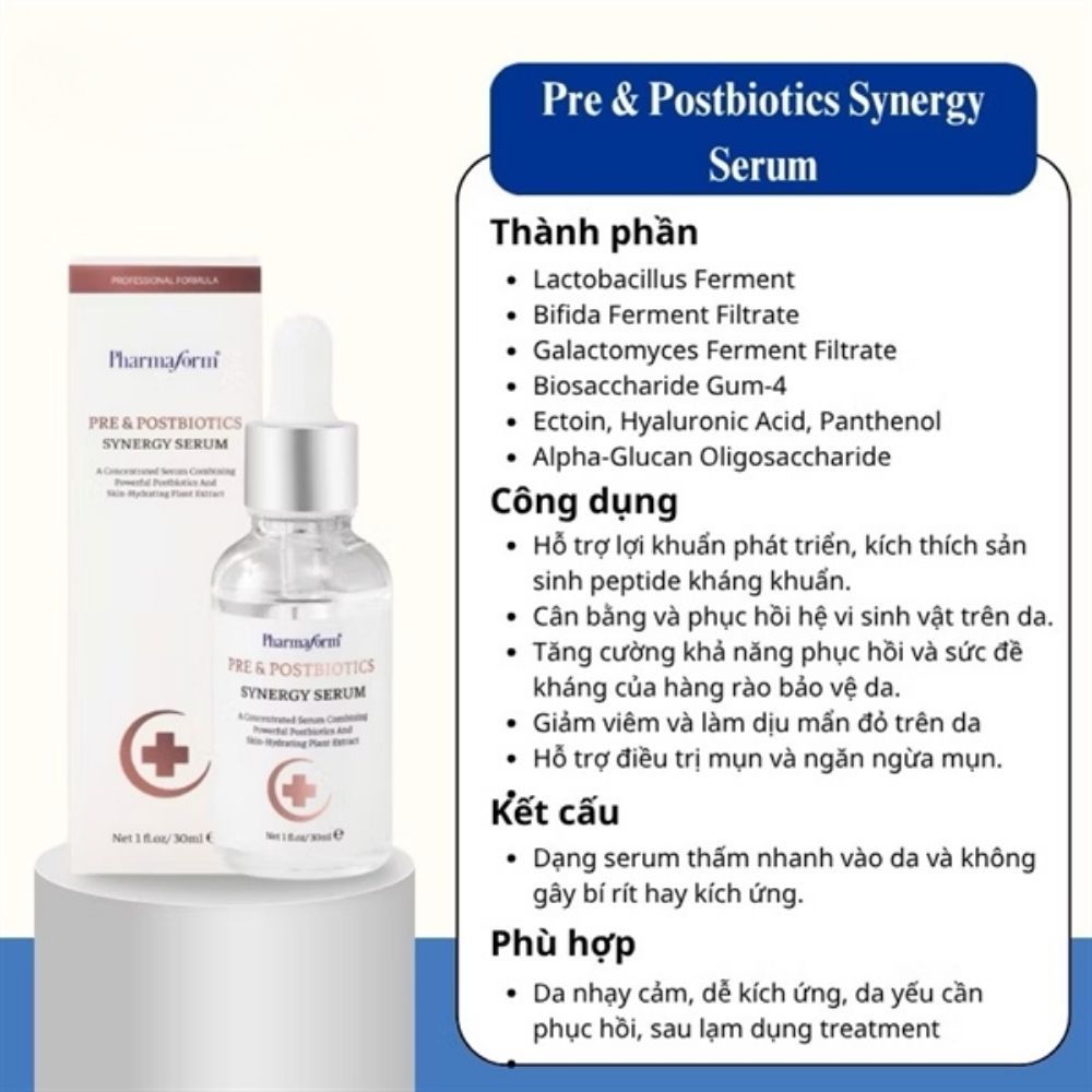 Ảnh 10 của Tinh chất Pharmaform Pre and Postbiotics Synergy Serum cân bằng và phục hồi hệ vi sinh vật trên da.