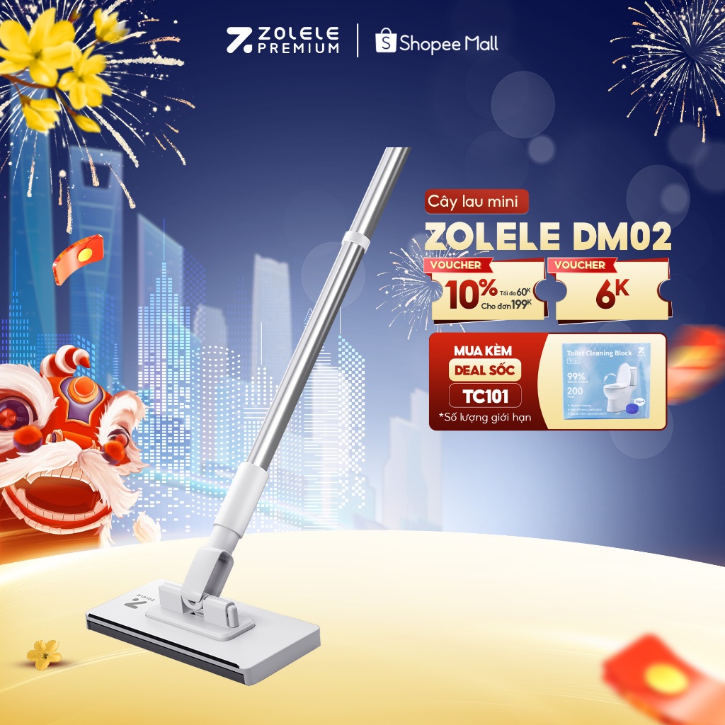 Cây lau kẹp khăn lười đa năng Zolele DM02 dùng 1 lần lau bụi mịn các bề mặt