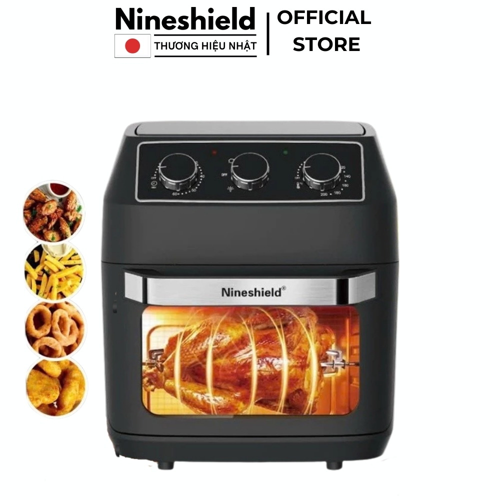 Nồi Chiên Không Dầu Nineshield KB-1202 – Công Suất 1800W, Chức Năng Nướng, Giảm 80% Dầu Mỡ, Nấu Nhan