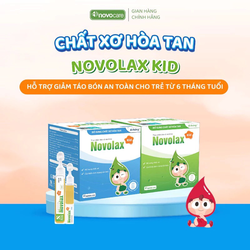 Chất xơ hòa tan cho bé Novolax Kid Novocare, nhuận tràng, giảm táo bón chuyên biệt cho trẻ từ 6 thán