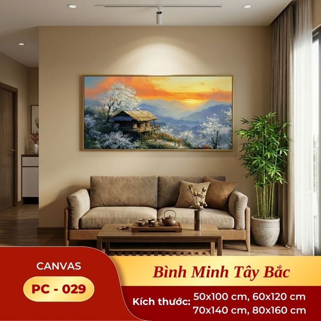 [Decor 68] Bình Minh Tây Bắc - Tranh Canvas - PC_029