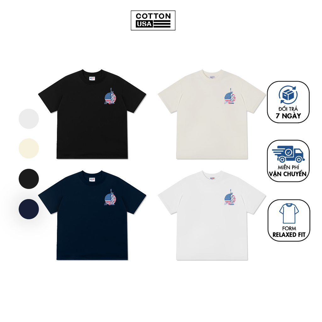 Áo Thun Relaxed Fit CottonUSA Vietnam Âu Mỹ "Statue Of Liberty" - MH1381MH