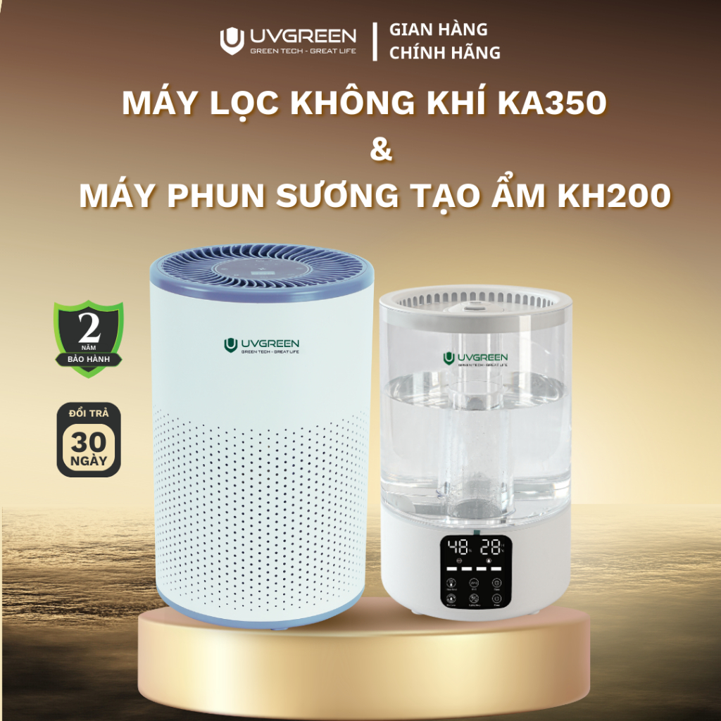 Combo Máy Lọc Không Khí KA350 & Máy Phun Sương Tạo Ẩm KH200 - UVC LED - Lọc Sạch Bụi Mịn - Xông Tinh