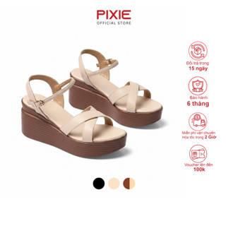 Giày Sandal Nữ Đế Xuồng Quai Chéo 7cm Pixie P207