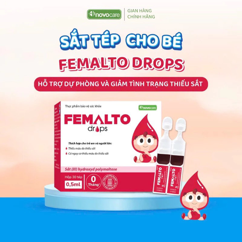 Combo sắt kẽm dạng tép BFS Novocare - Sắt Femalto + Kẽm NovoZinc Plus, Giúp bé ăn ngon, tăng đề khán