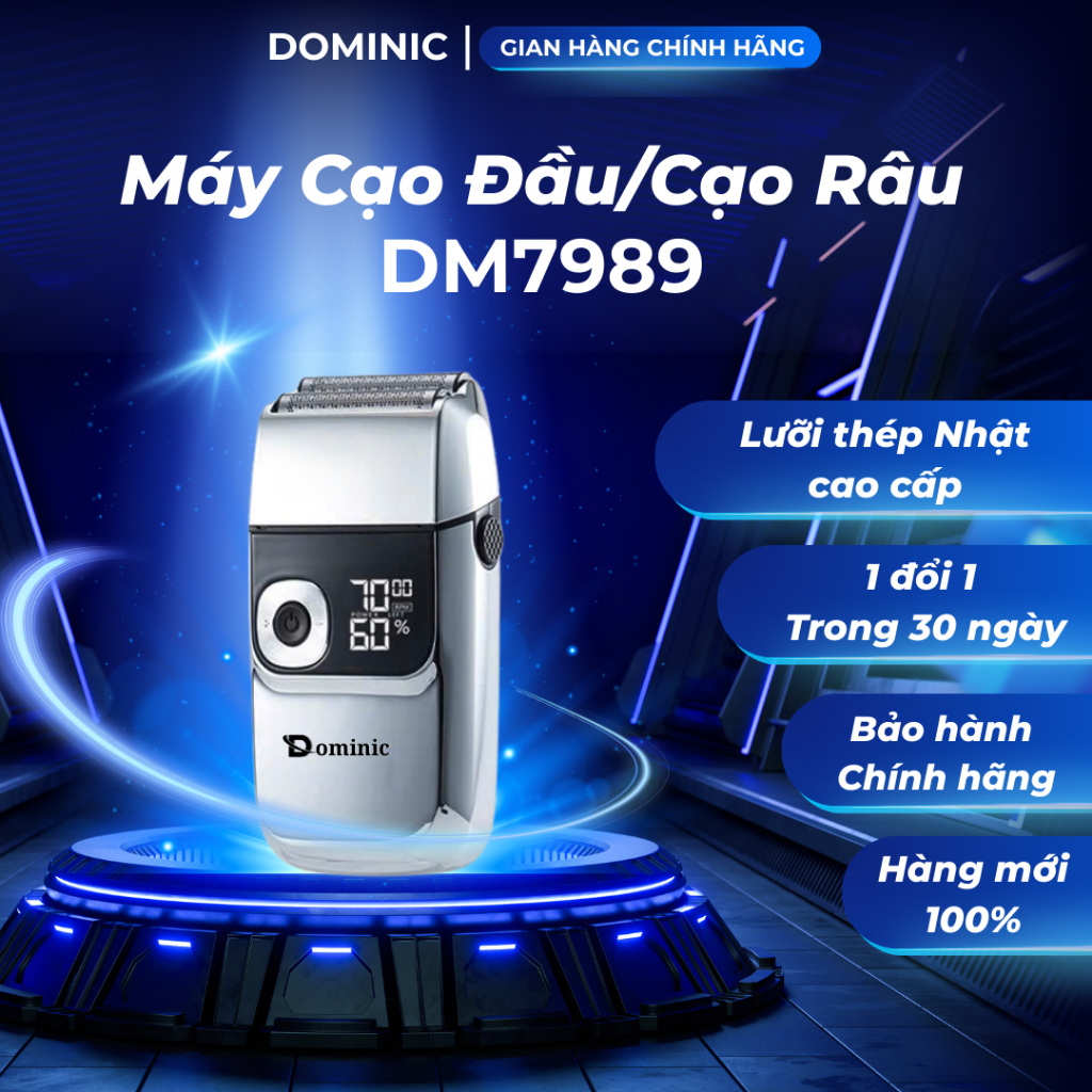 Máy cạo râu, máy cạo trọc đầu chính hãng DOMINIC DM7989 , tích hợp Tông Đơ Cắt Tóc, máy cạo sạch sát