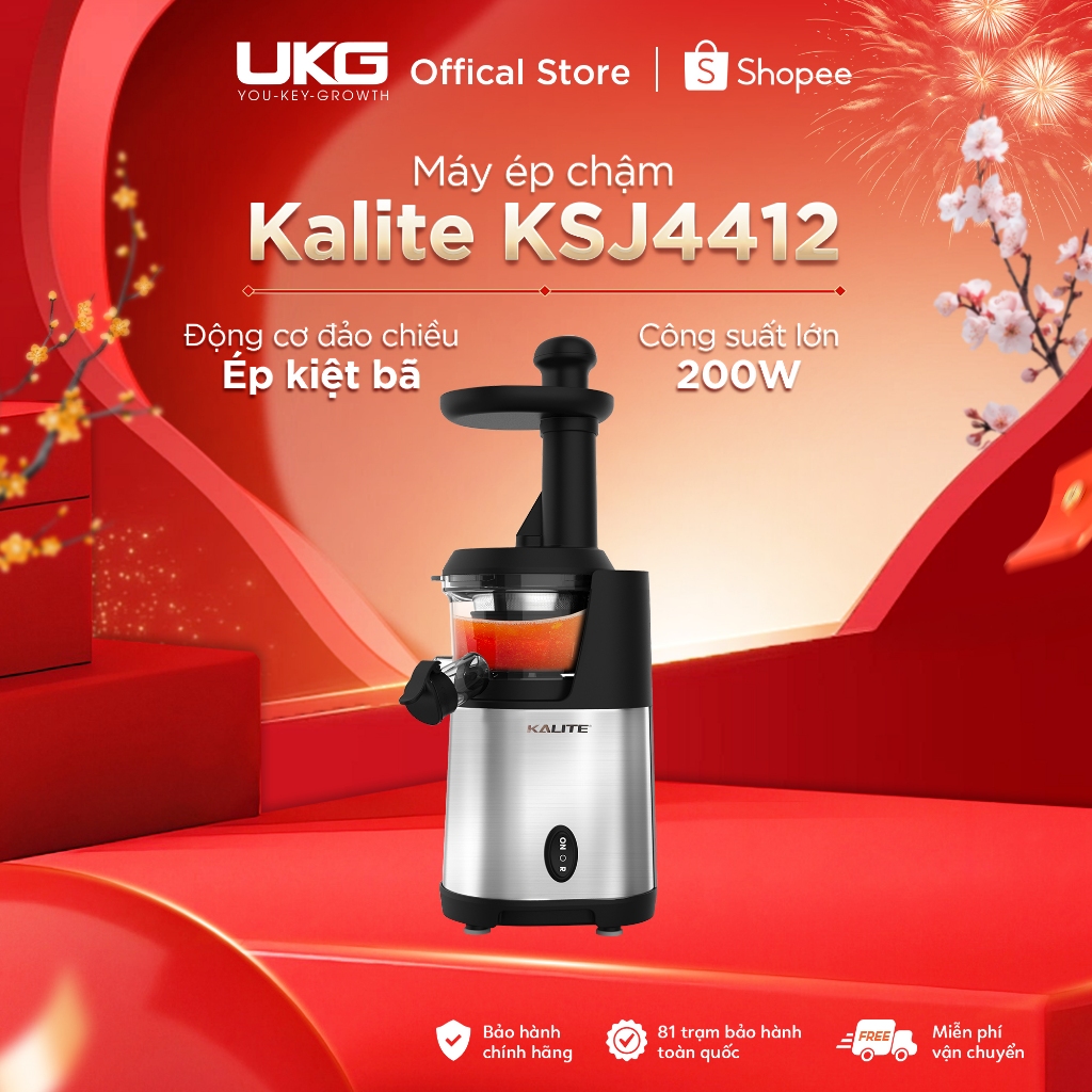 Máy Ép Chậm Động Cơ Đảo Chiều Ép Kiệt Bã Kalite KSJ4412  Công Suất 200W Bảo Hành 12 Tháng