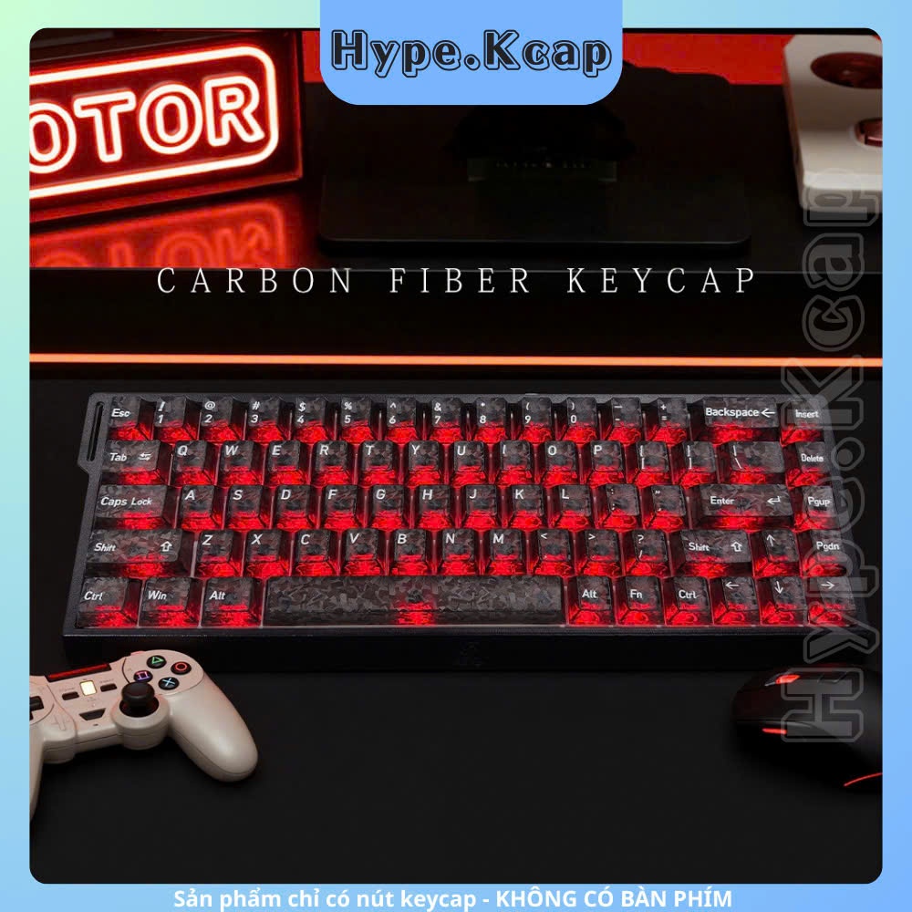 Keycap Carbon Fiber Xuyên Led Cherry Profile Chất liệu PC
