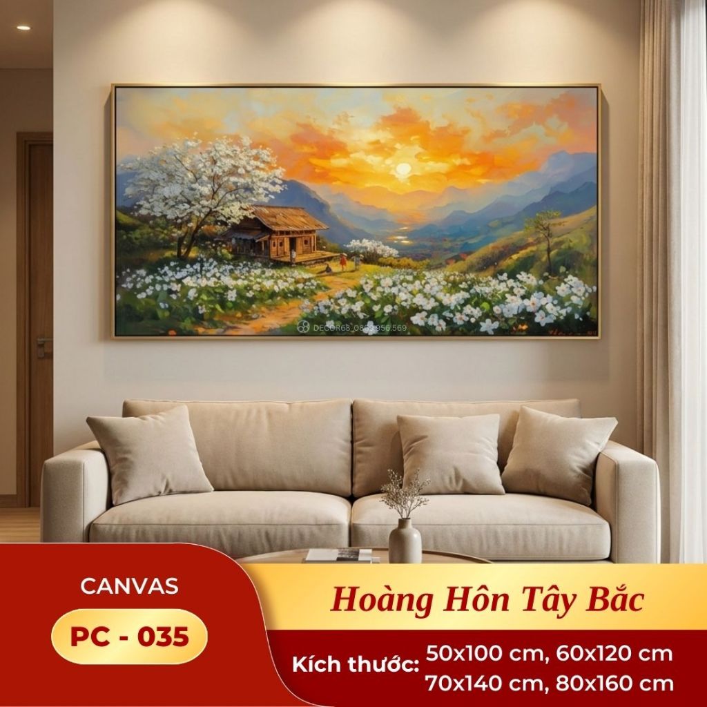 [Decor 68] Hoàng Hôn Tây Bắc - Tranh Canvas - PC_035