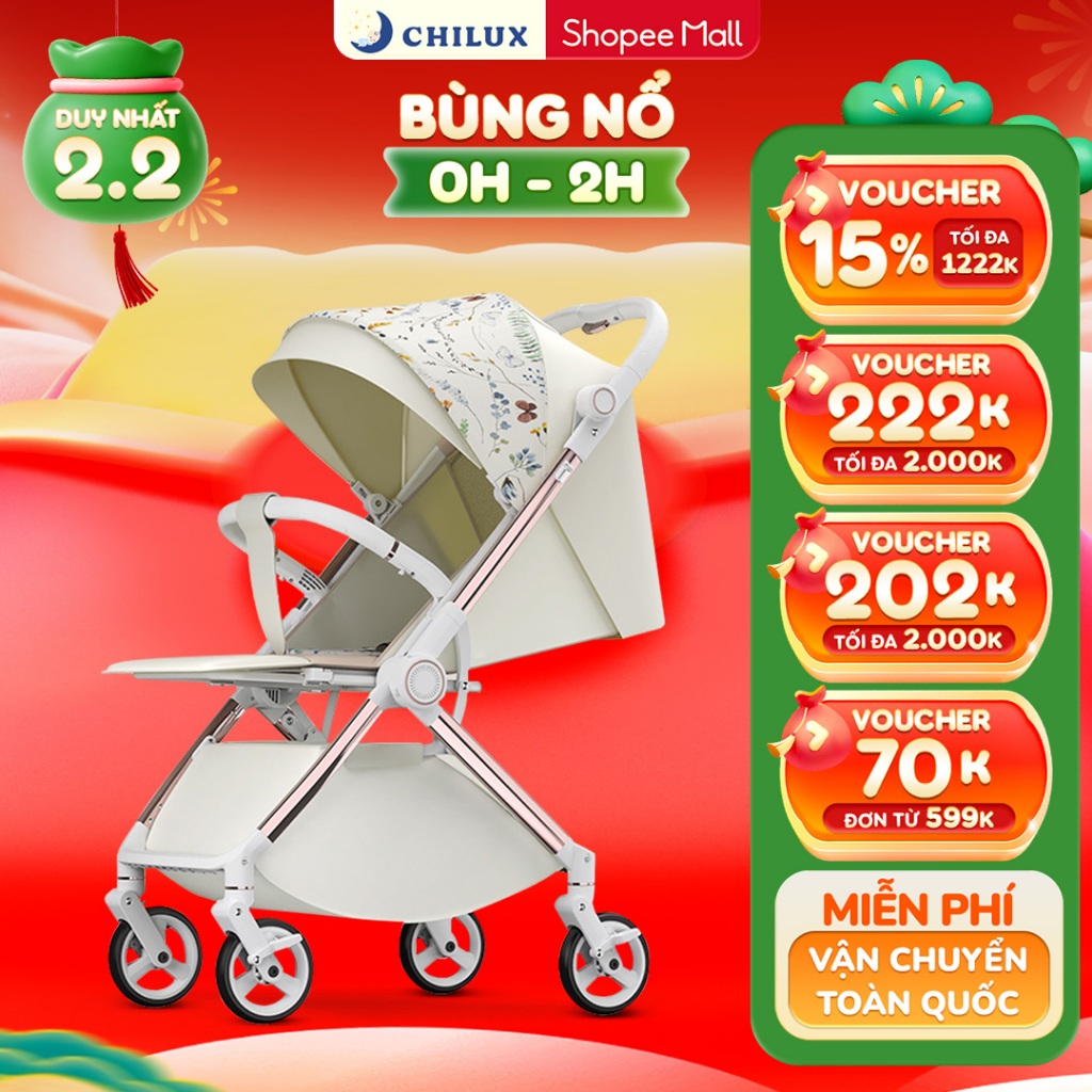 Xe đẩy 2 chiều Chilux K5 - Thiết kế giỏ nằm rộng rãi, bánh xe giảm xóc
