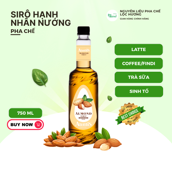 Aumis Combo Siro Hạnh Nhân Nướng thơm ngon độc đáo, pha chế các món thức uống trending, chai 750ml.